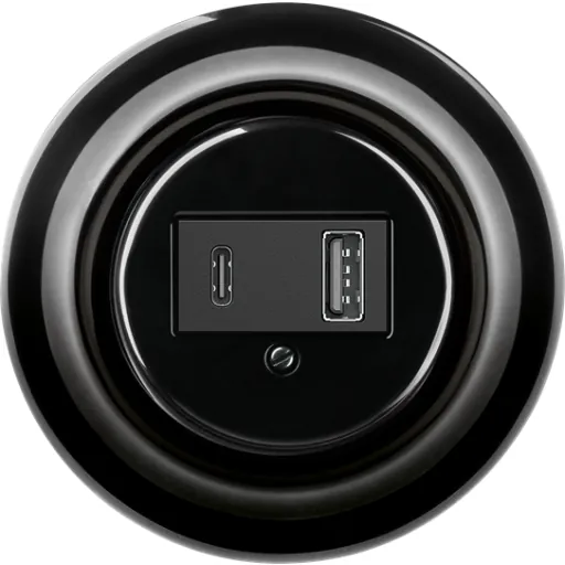 ABB Decento USB-A+C stikkontakt, sort
