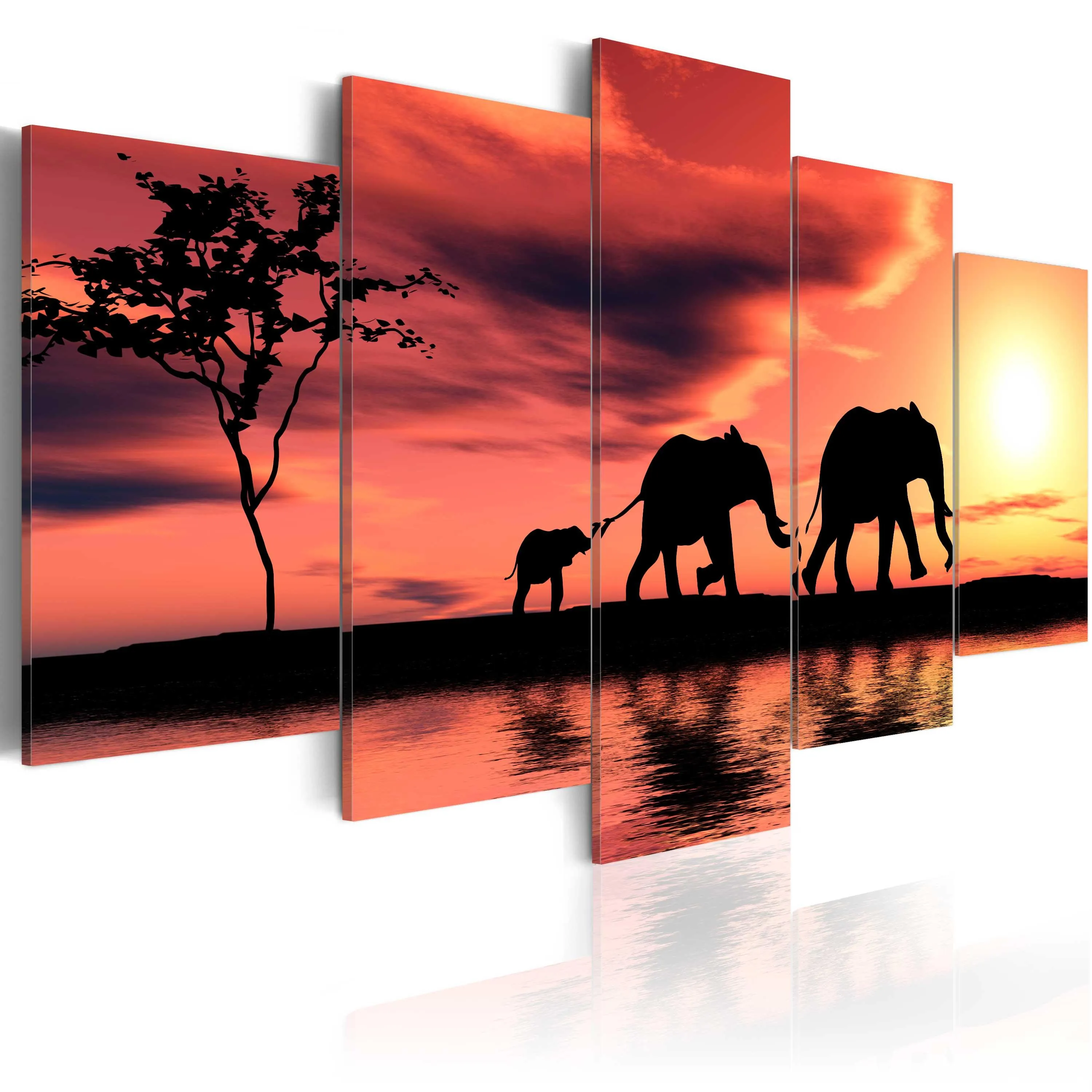 African Elephants Family Billede 100 x 50 cm