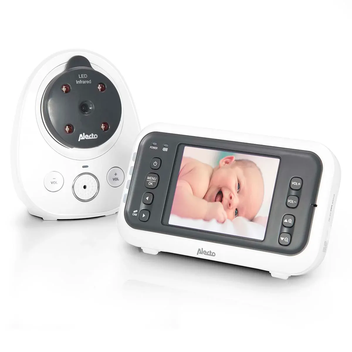 Alecto Video-babyalarm med 2,8" farvedisplay Hvid/Antracit DVM-77