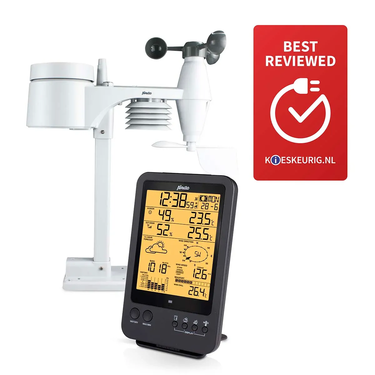 Alecto WS-4700 Professionel vejrstation med trådløs sensor sort