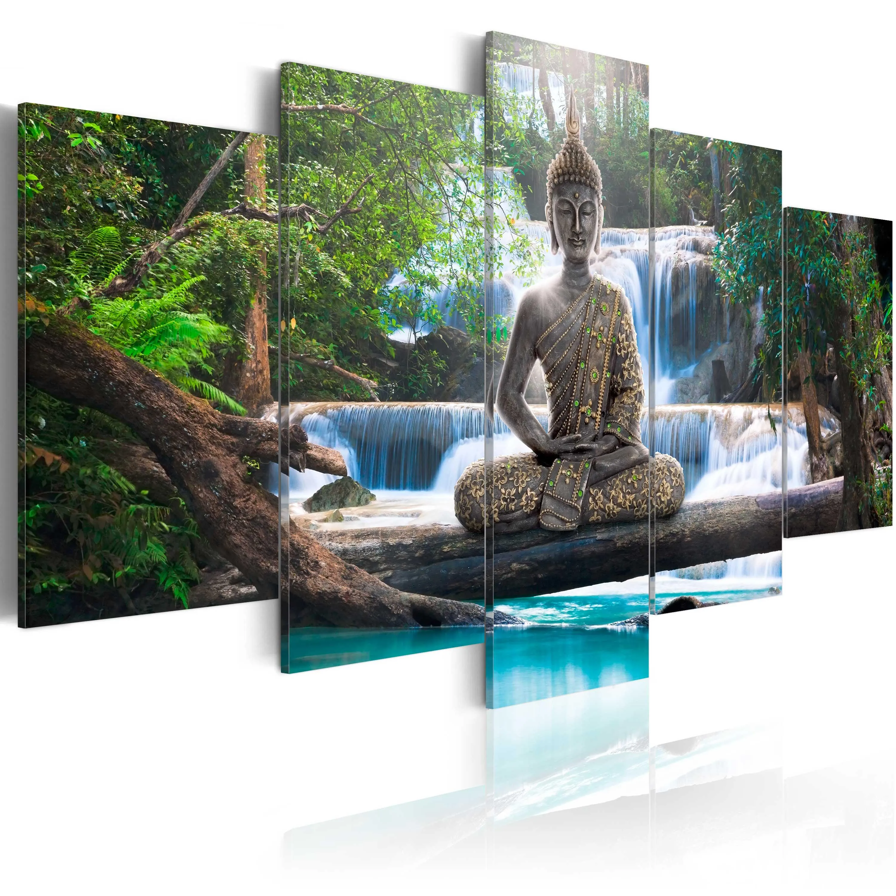 Billede Buddha and waterfall 200 x 100 cm