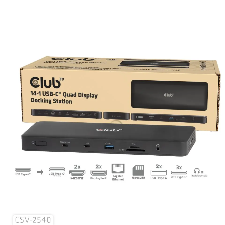 Club 3D 14-1 USB-C Quad Display Docking Station