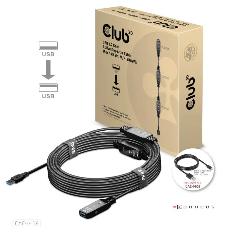 Club 3D CAC-1406 USB-A 3.2 Gen1 aktiv forlængerkabel