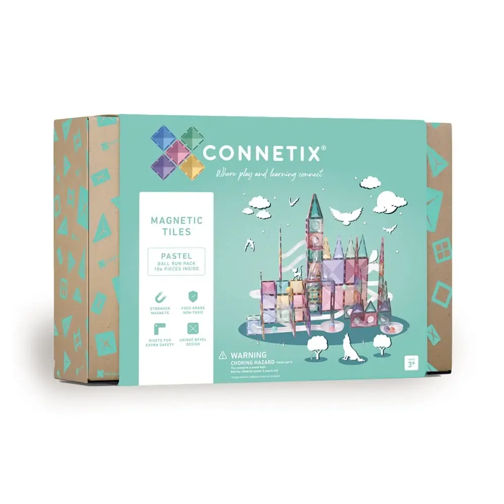 Connetix Ball Run Pack magnetsæt 106 dele pastel