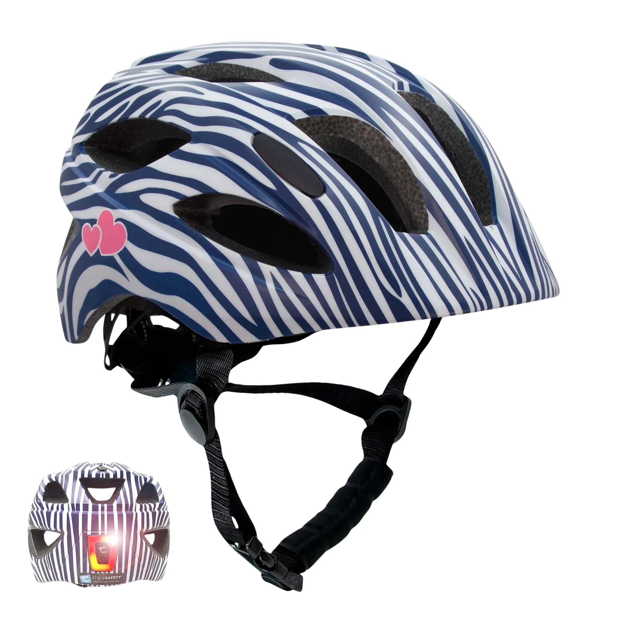 Crazy Safety Cykelhjelm Hvide Striber