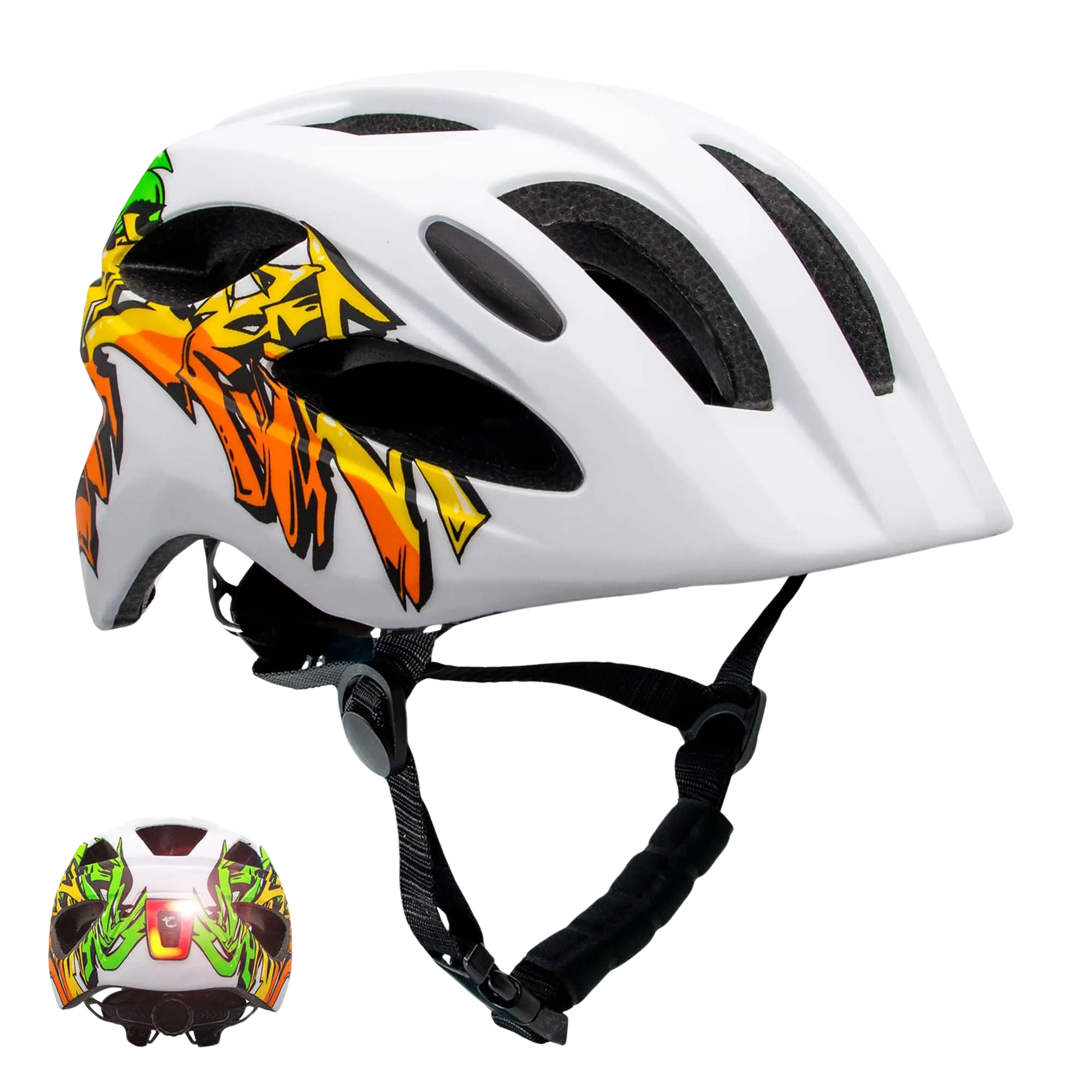 Crazy Safety Cykelhjelm Til Børn Hvid Med Gul Graffiti