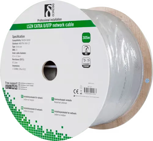 Deltaco Cat6a Installationskabel 305m