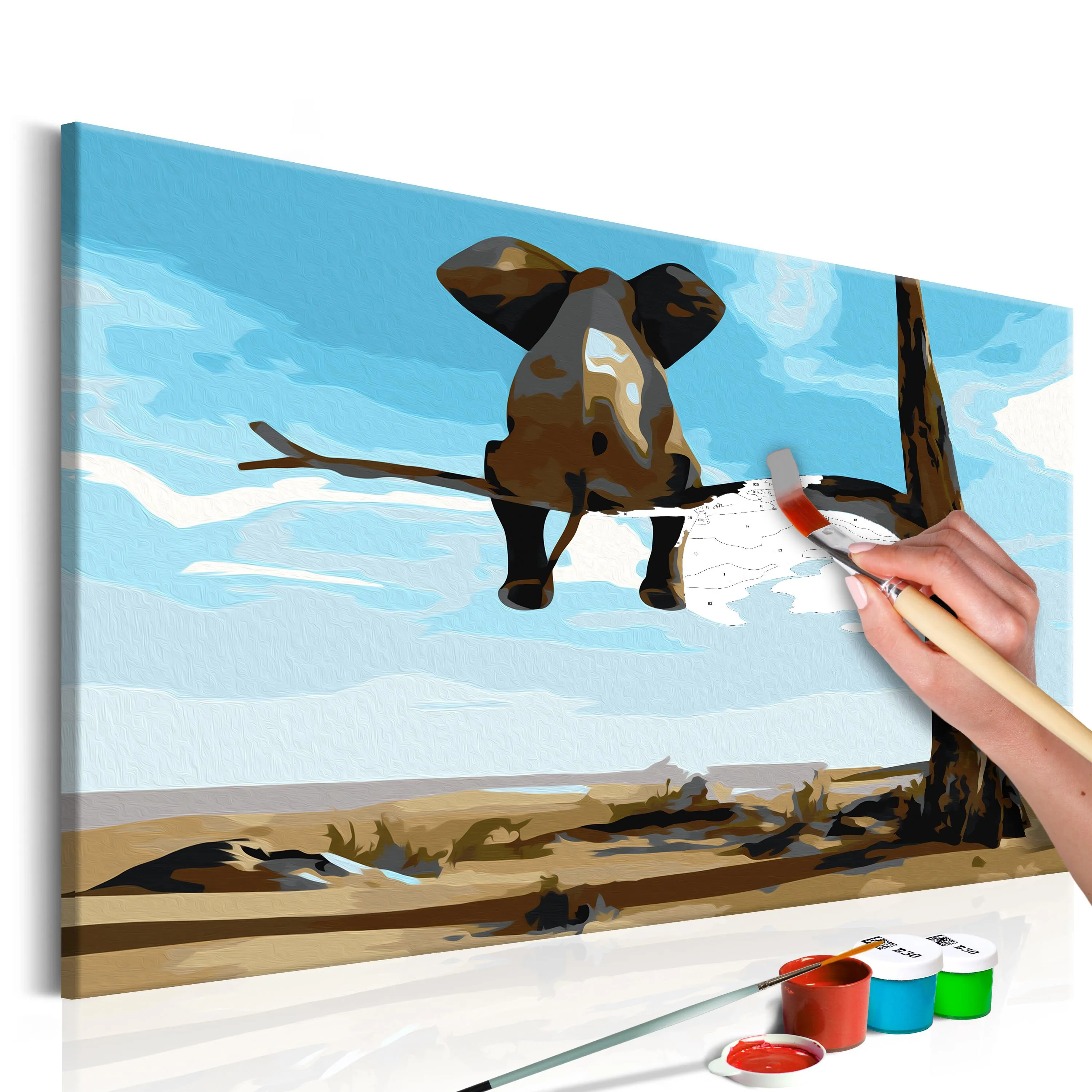 Elephant In A Tree - Mal selv billede 60 x 40 cm