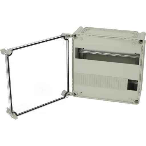 Fibox DIN-skinnekasse MC EKOE 282813 T-2FSH 2x14M 280x280x130 med hængslet dæksel