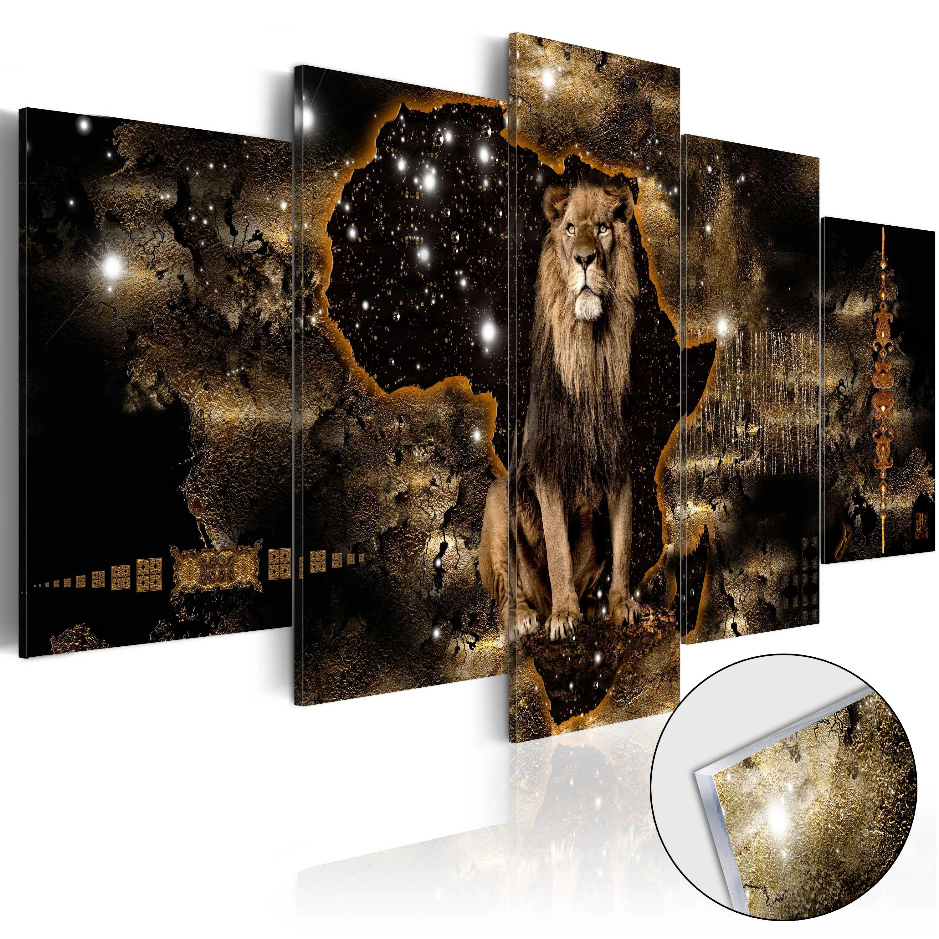 Golden Lion akrylglas billede 100 x 50 cm