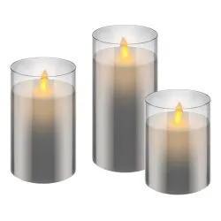 Goobay Set Of 3 Led Real Wax Candles In Glass