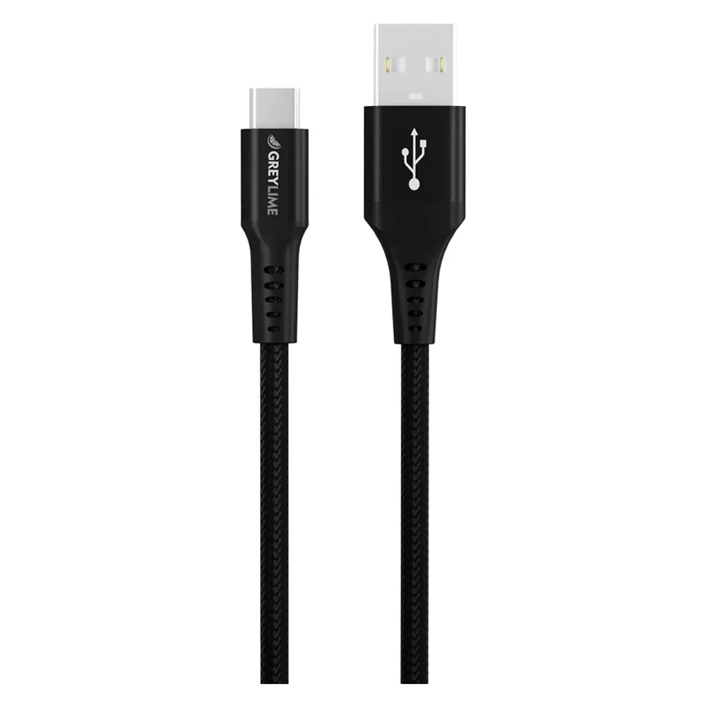 GreyLime Braided USB-A til USB-C Kabel 0,5 m Sort