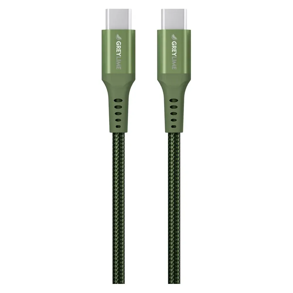 GreyLime Braided USB-C til USB-C 60W Kabel Grøn, 3 m
