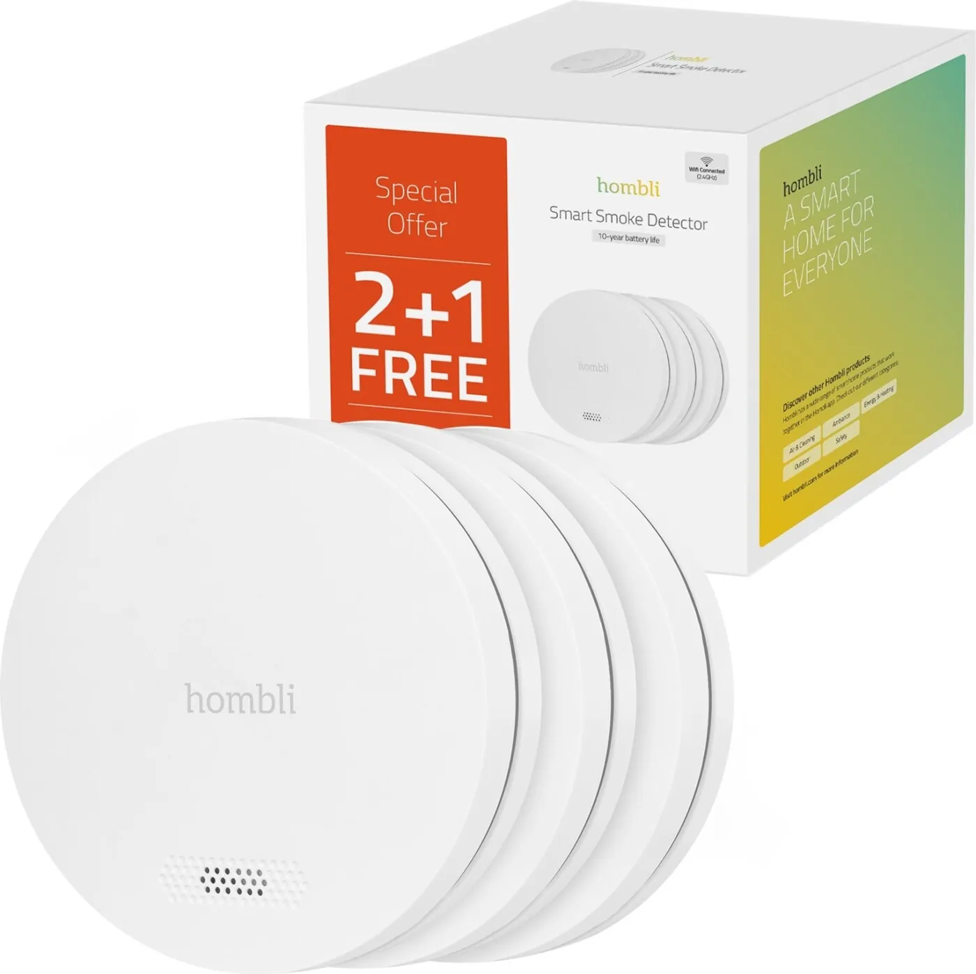 Hombli Smoke Detector 2+1 Bundle White