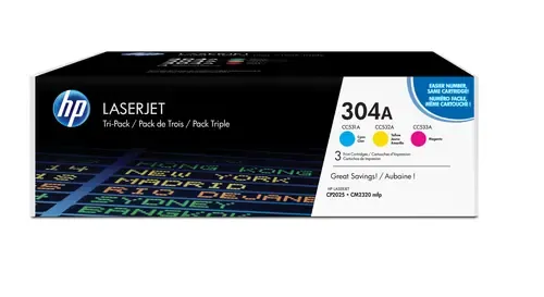 HP 304A / CF372AM 3-Pack Yellow Cyan Magenta Toner Lasertoner Cyan