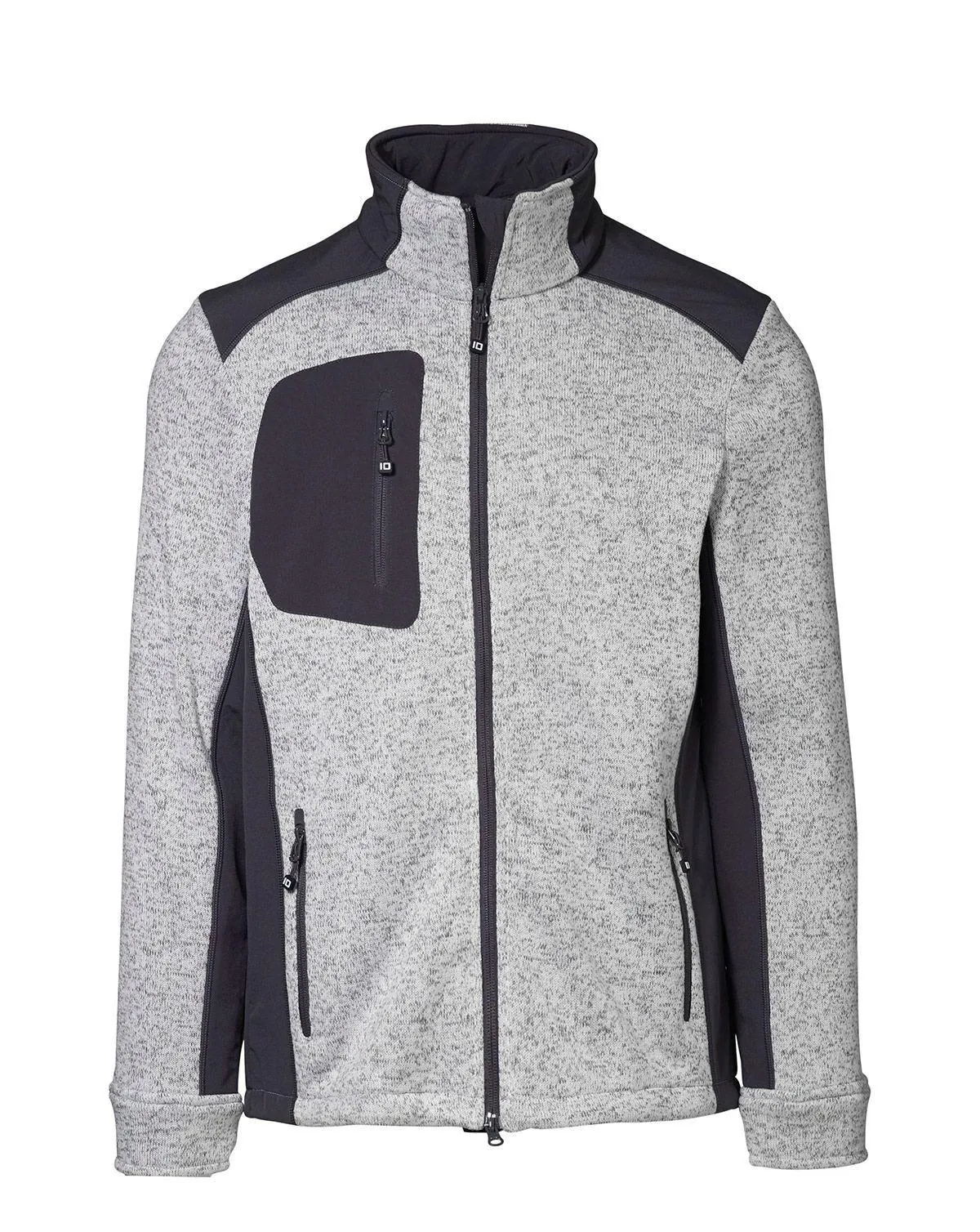 ID Strikfleece Cardigan Grå Melange