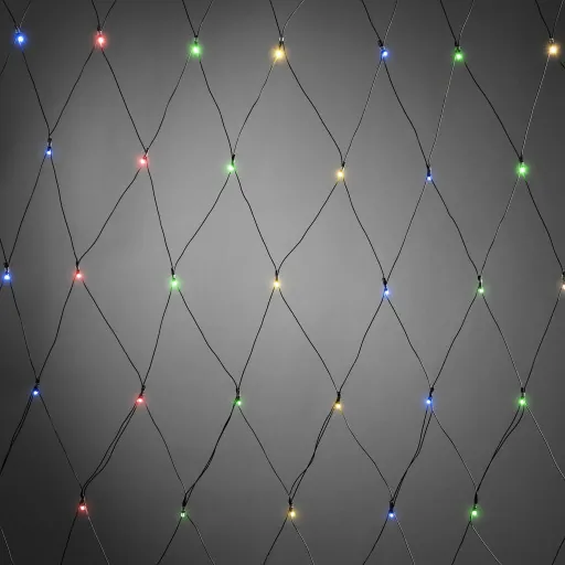 Konstsmide udendørs lysnet, batteri, 80 farvede lys, 160 x 80 cm