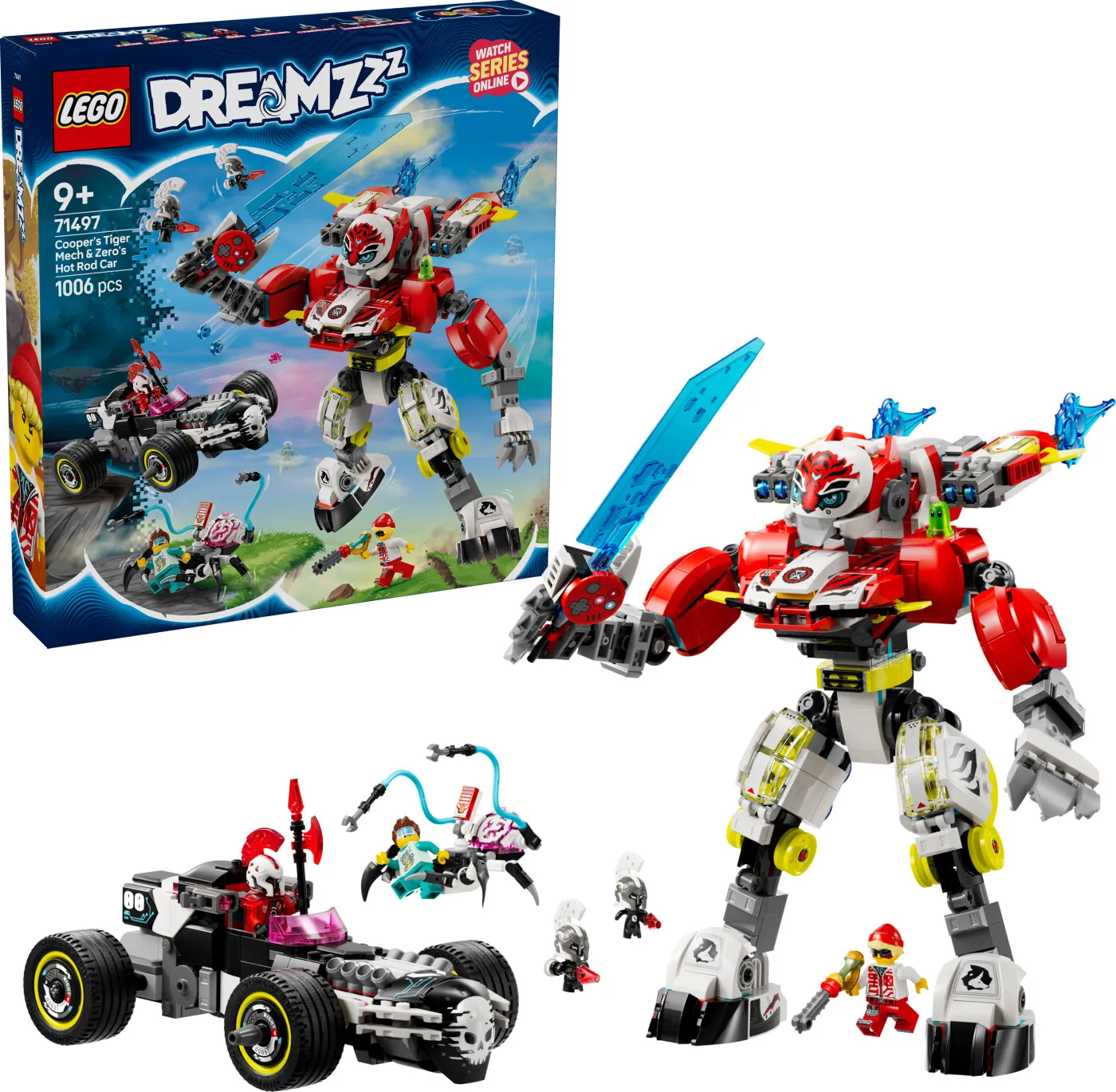 LEGO DREAMZzz 71497 Coopers tiger-mech og Zeros hotrod-bil