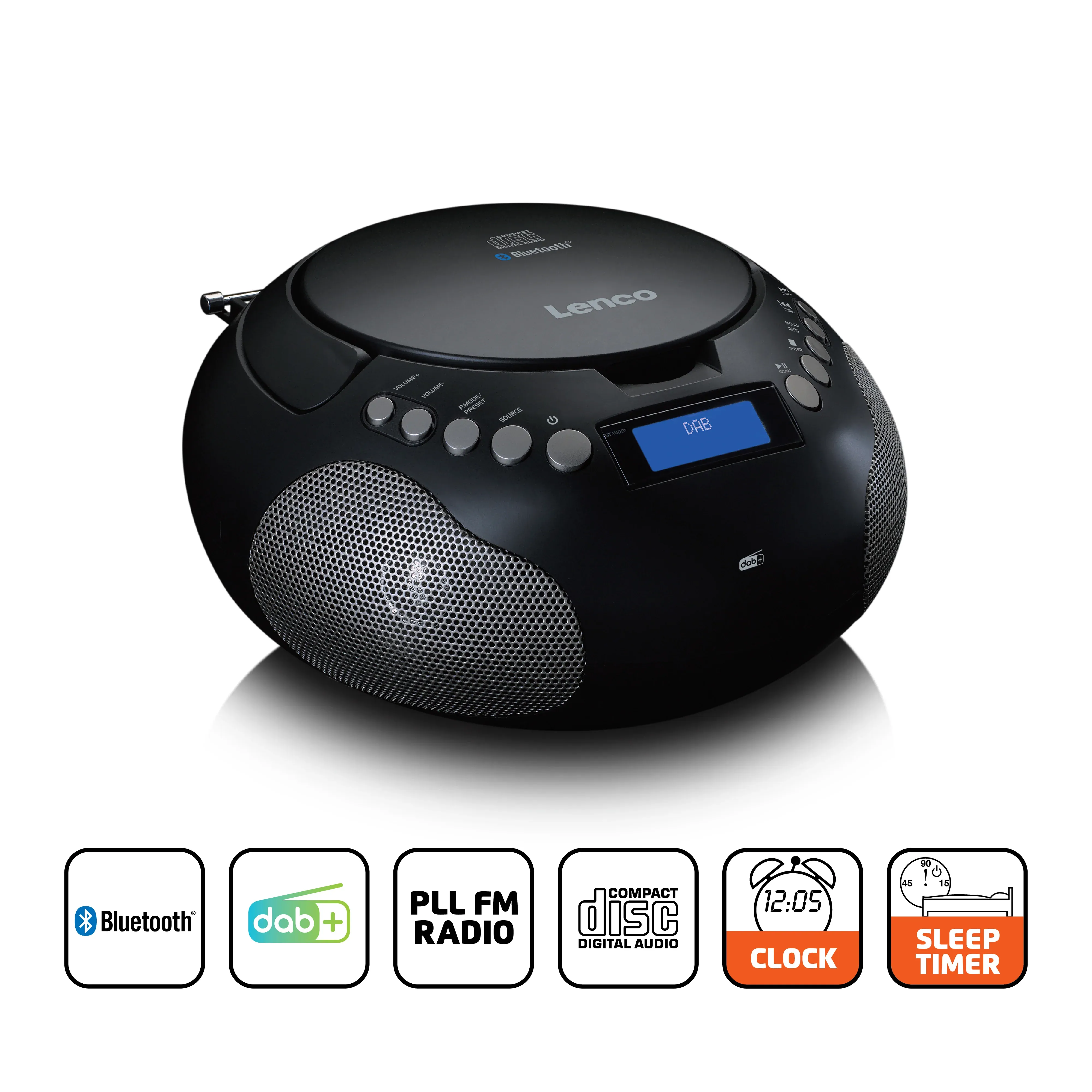 Lenco Boombox med DAB+/ FM-radio og Bluetooth ae Sort SCD-341BK