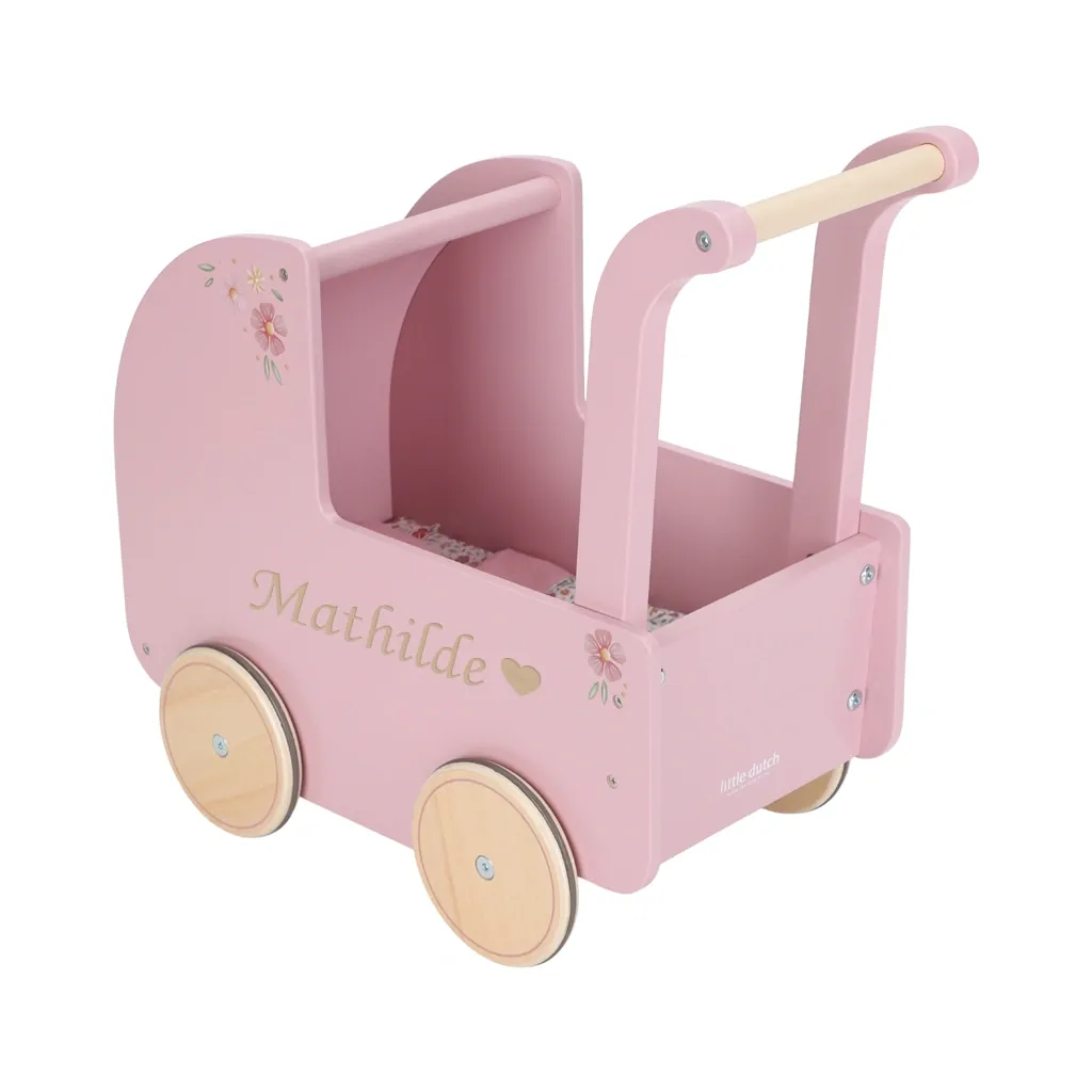 Little Dutch Dukkevogn Træ Rosa