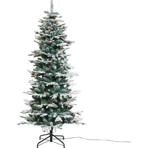 Nordic Winter kunstigt juletræ med lys og sne, 180 x 86 cm