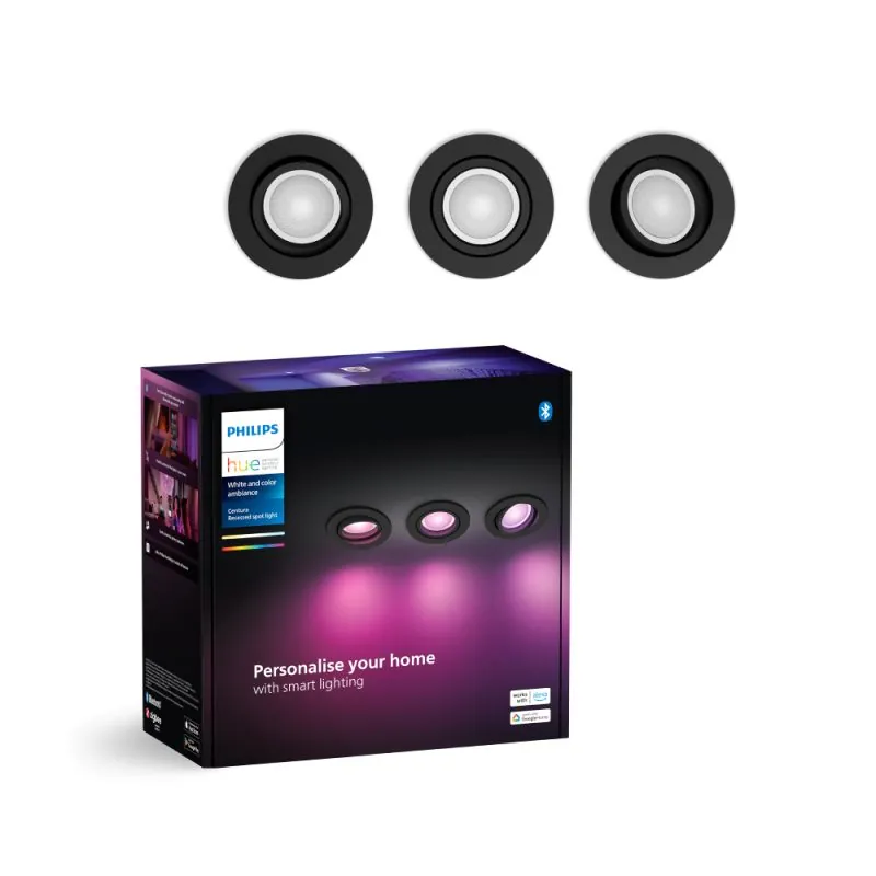 Philips Hue Centura Indbygningsspot Rund Sort 3-Pak