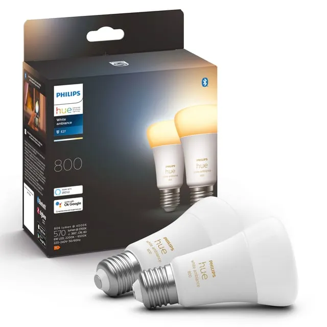 Philips Hue White Ambiance E27 LED-pære 2-pak