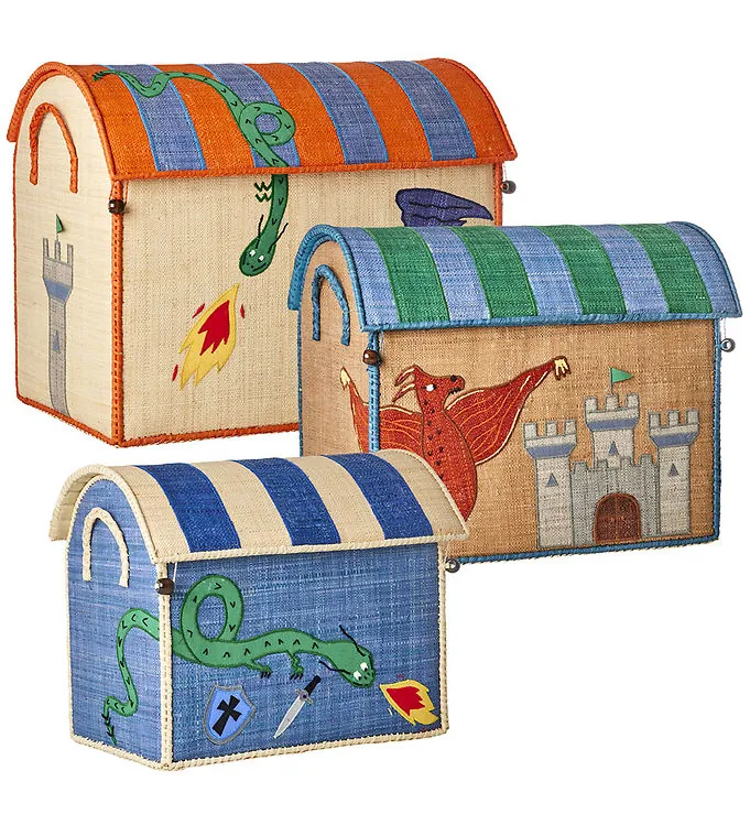 RICE Raffia Opbevaringshuse Dragon 3 stk.