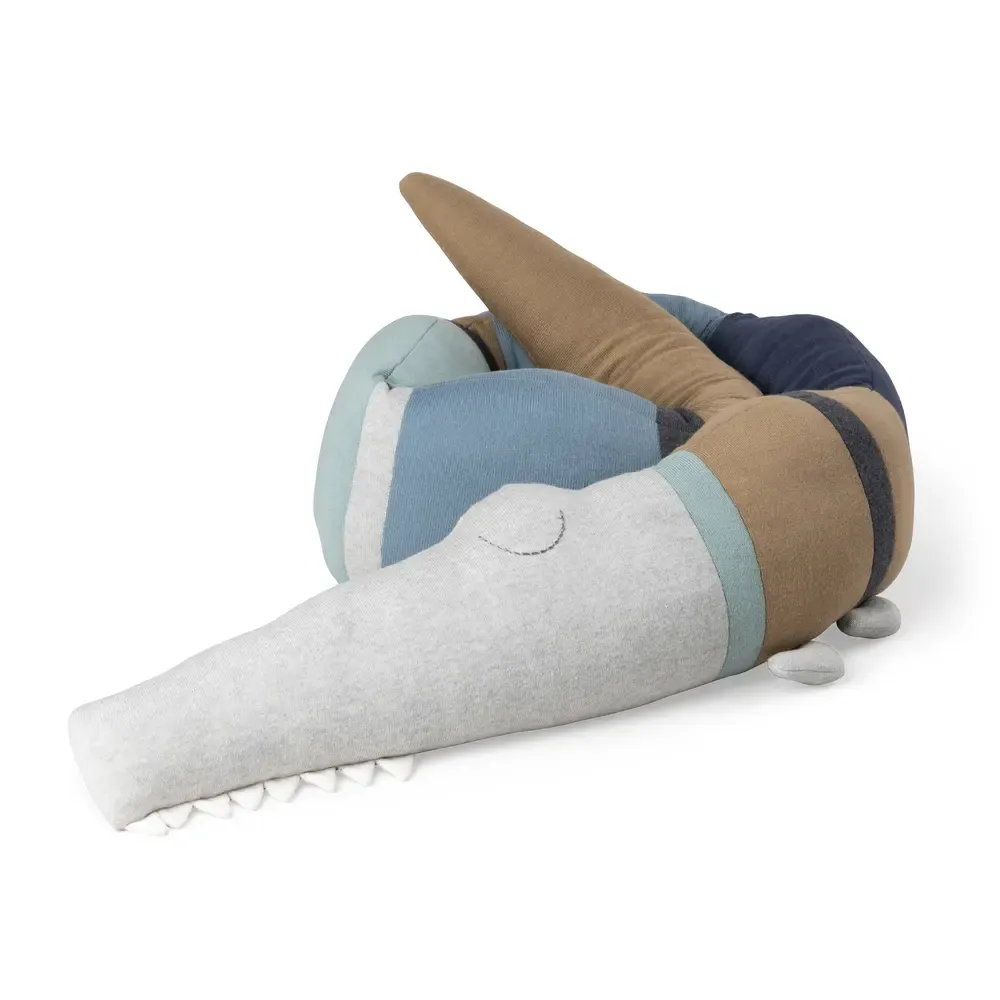 Sebra Strikket Pude Sleepy Croc Dusty Blue Mix