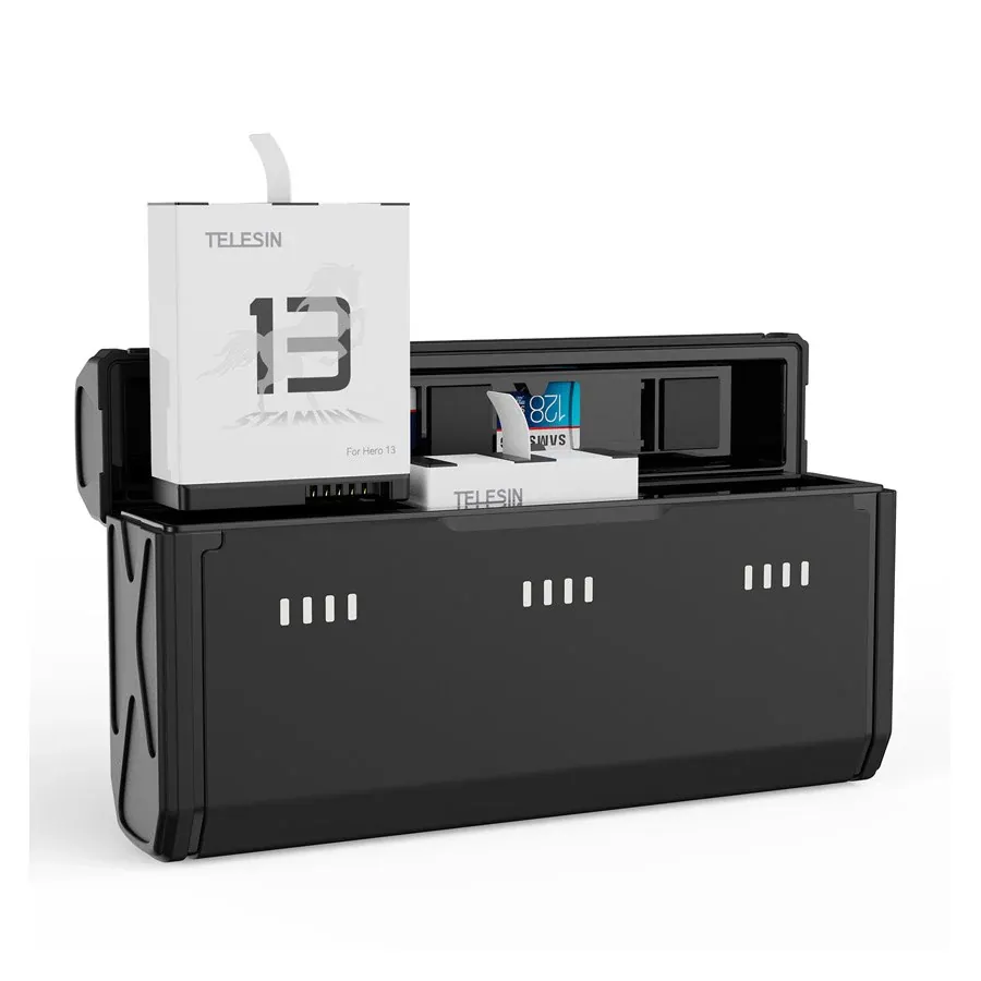 Telesin Pocket Size 3-Slot Opladerboks + 2 Stamina Batterier
