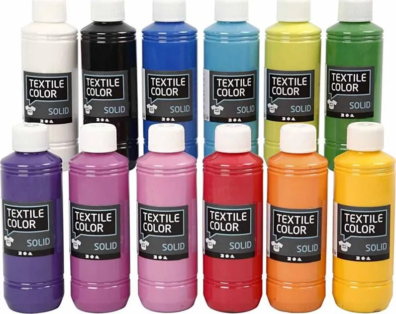Textile Solid Dækkende Tekstilmaling 12x250 ml