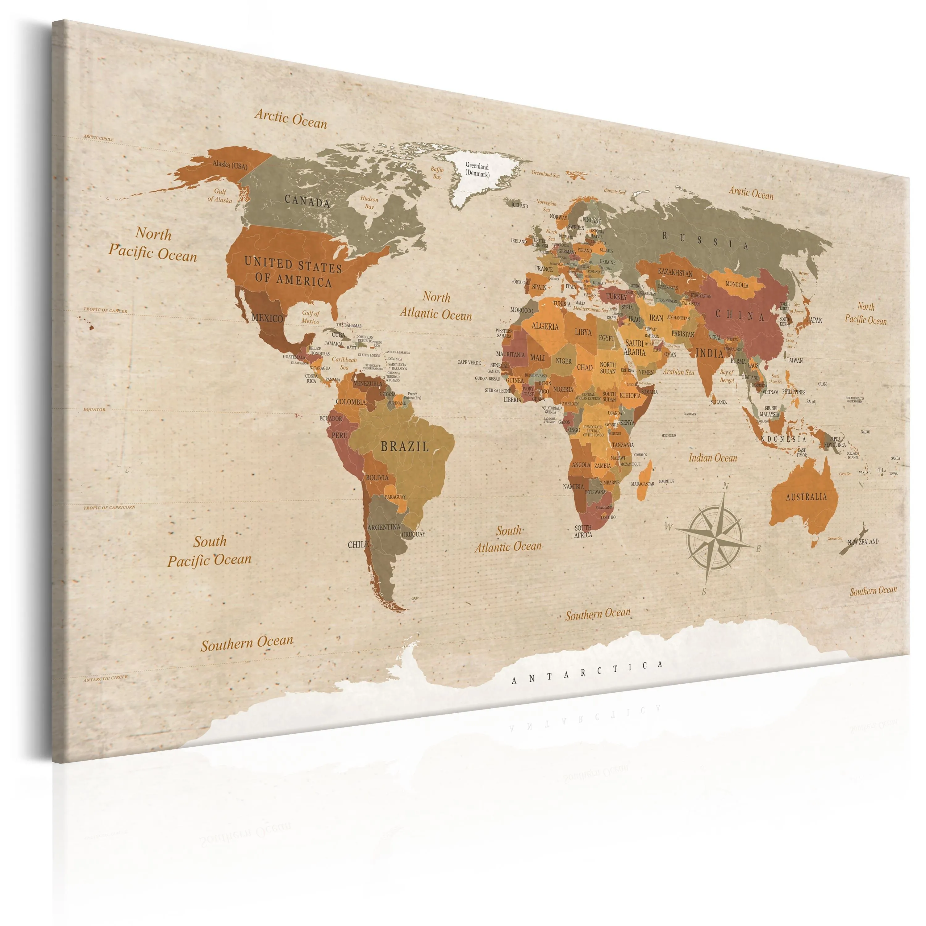 World Map Beige Chic