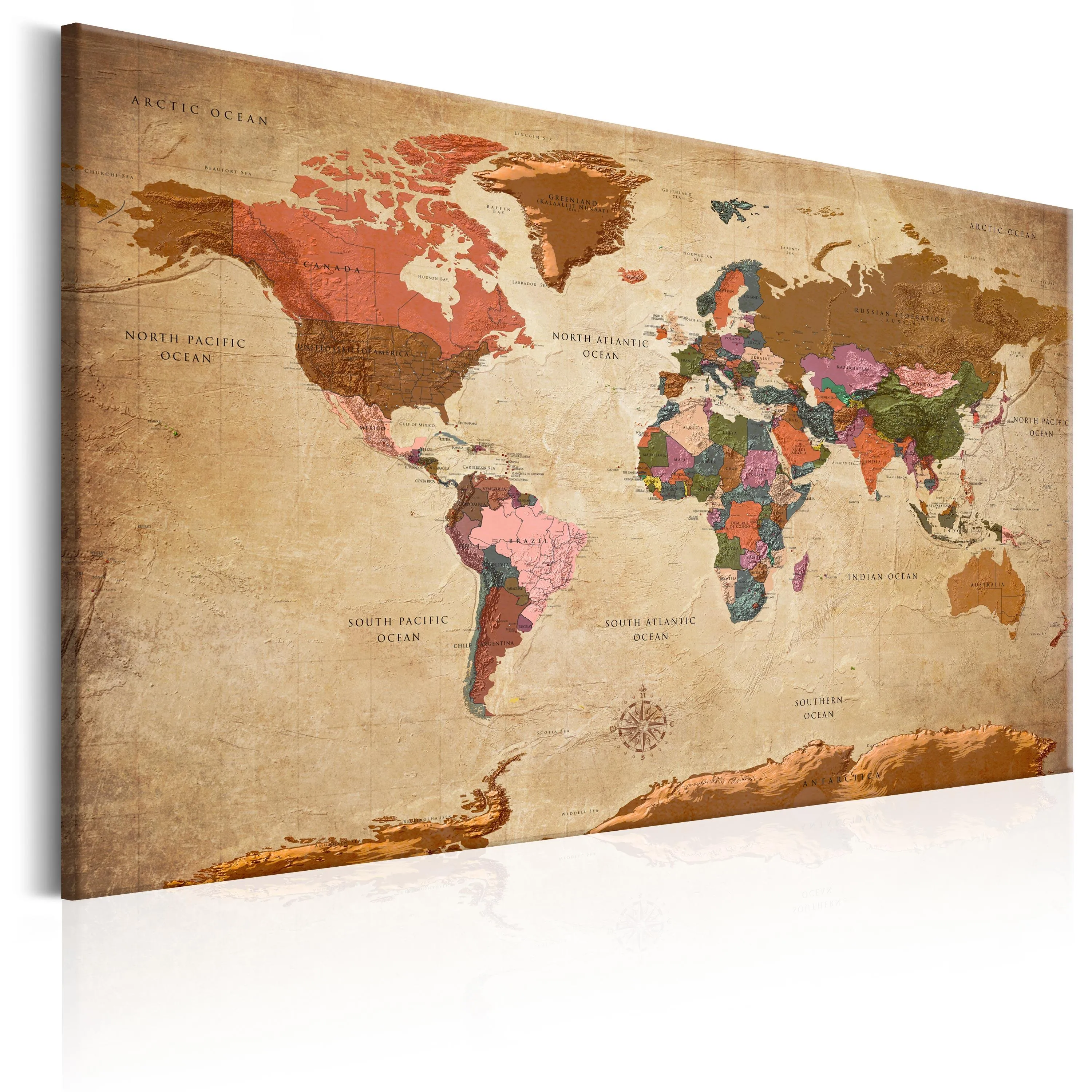 World Map Brown Elegance