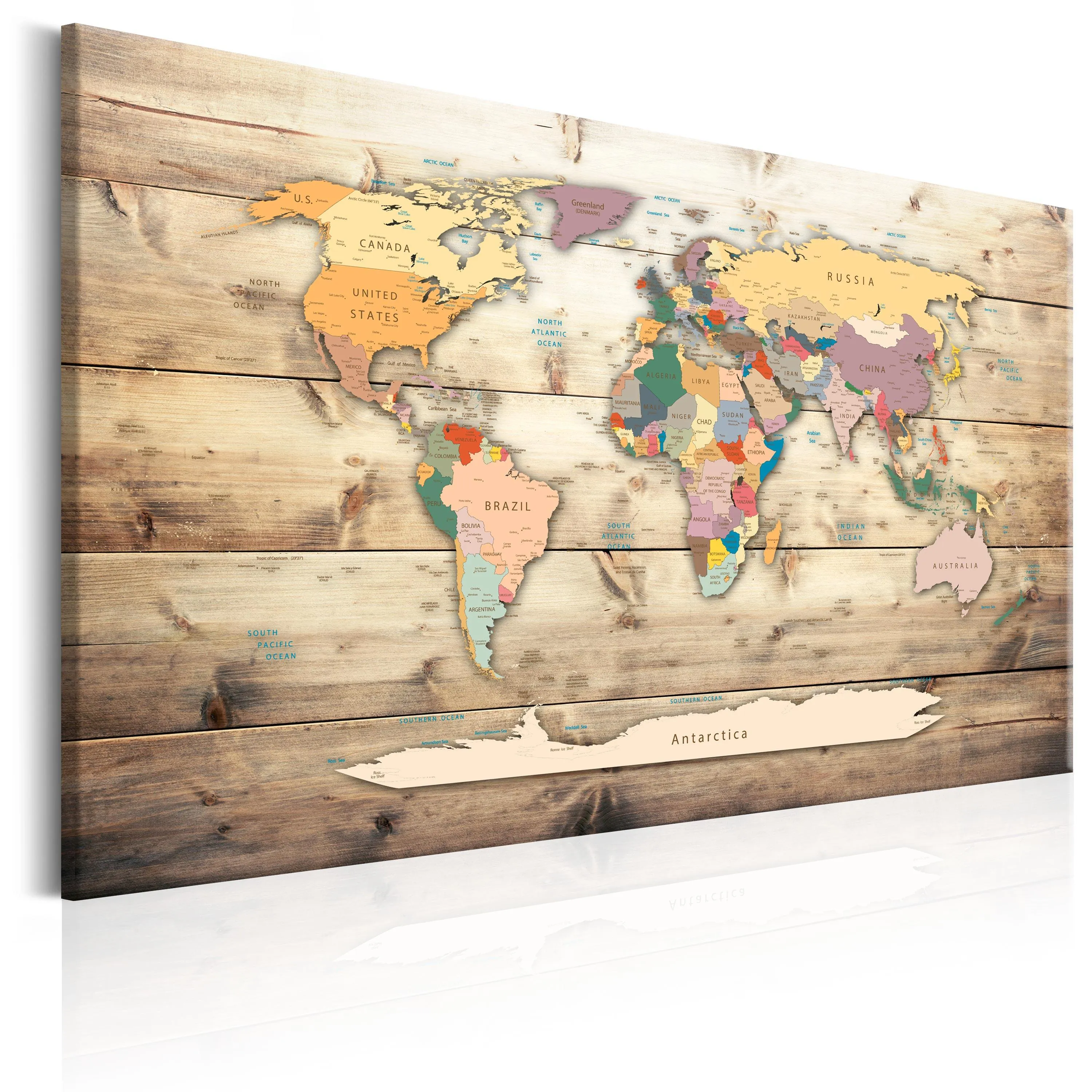 World Map: Colourful Continents 90 x 60 cm