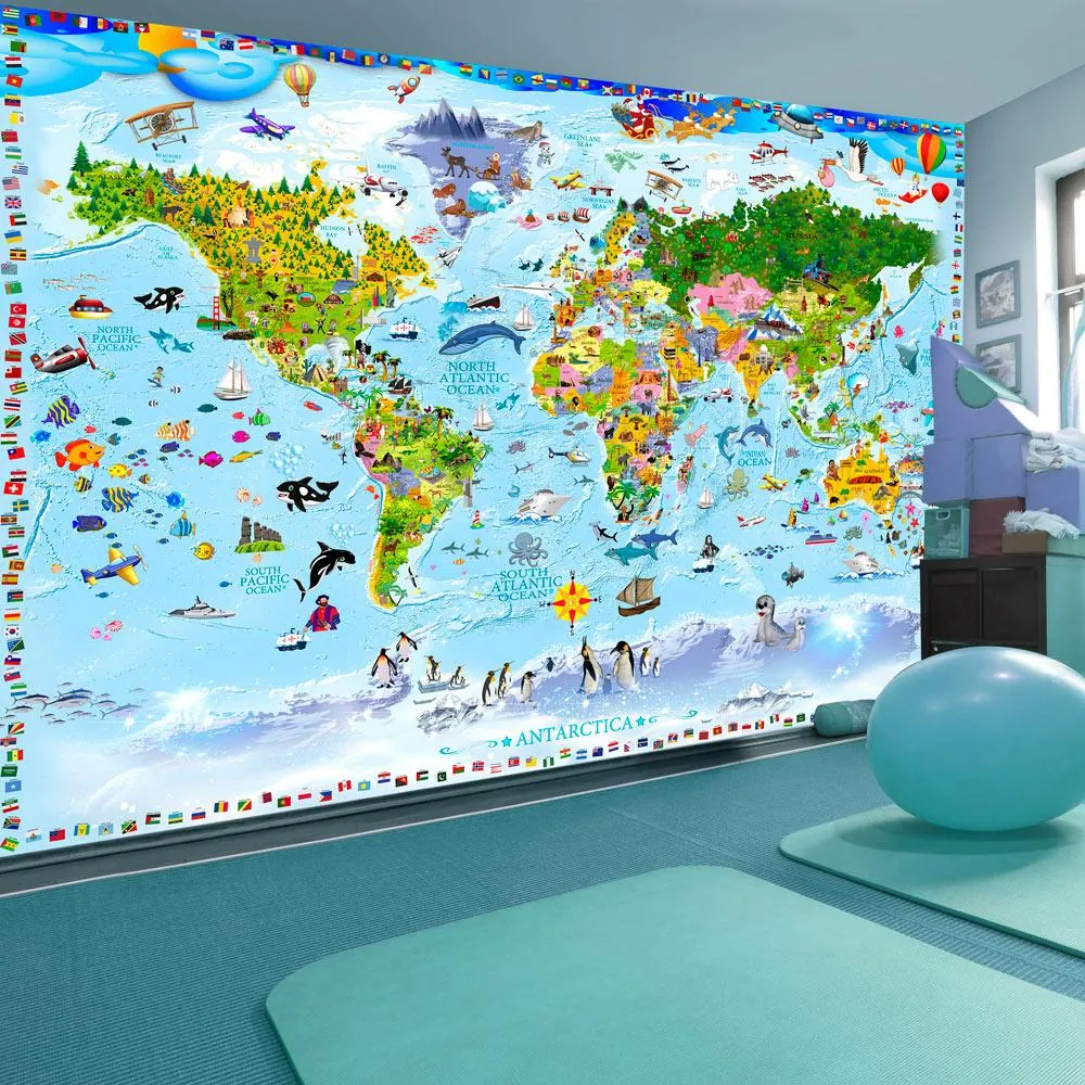 World Map for Kids Fototapet