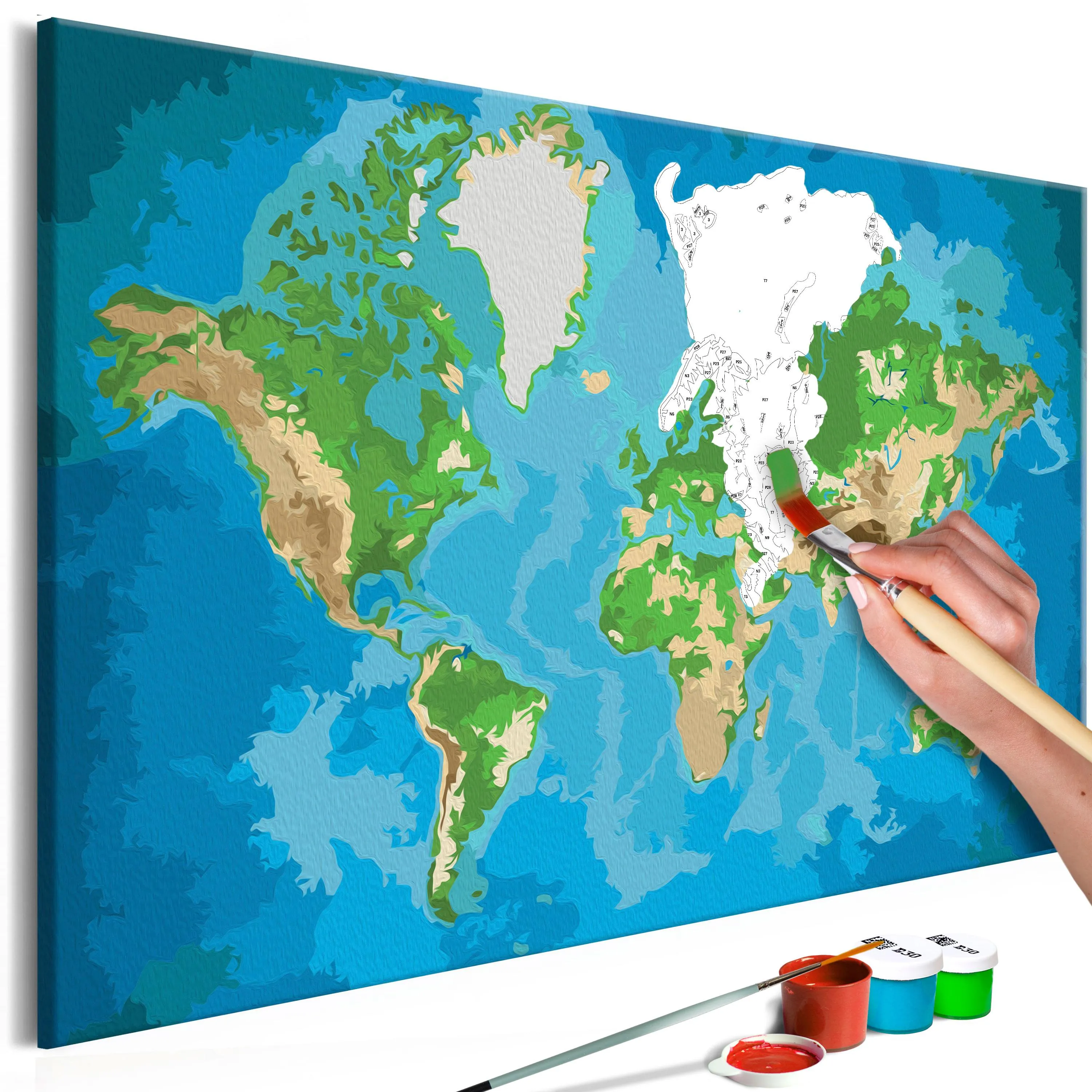 World Map Maleri efter tal 60 x 40 cm