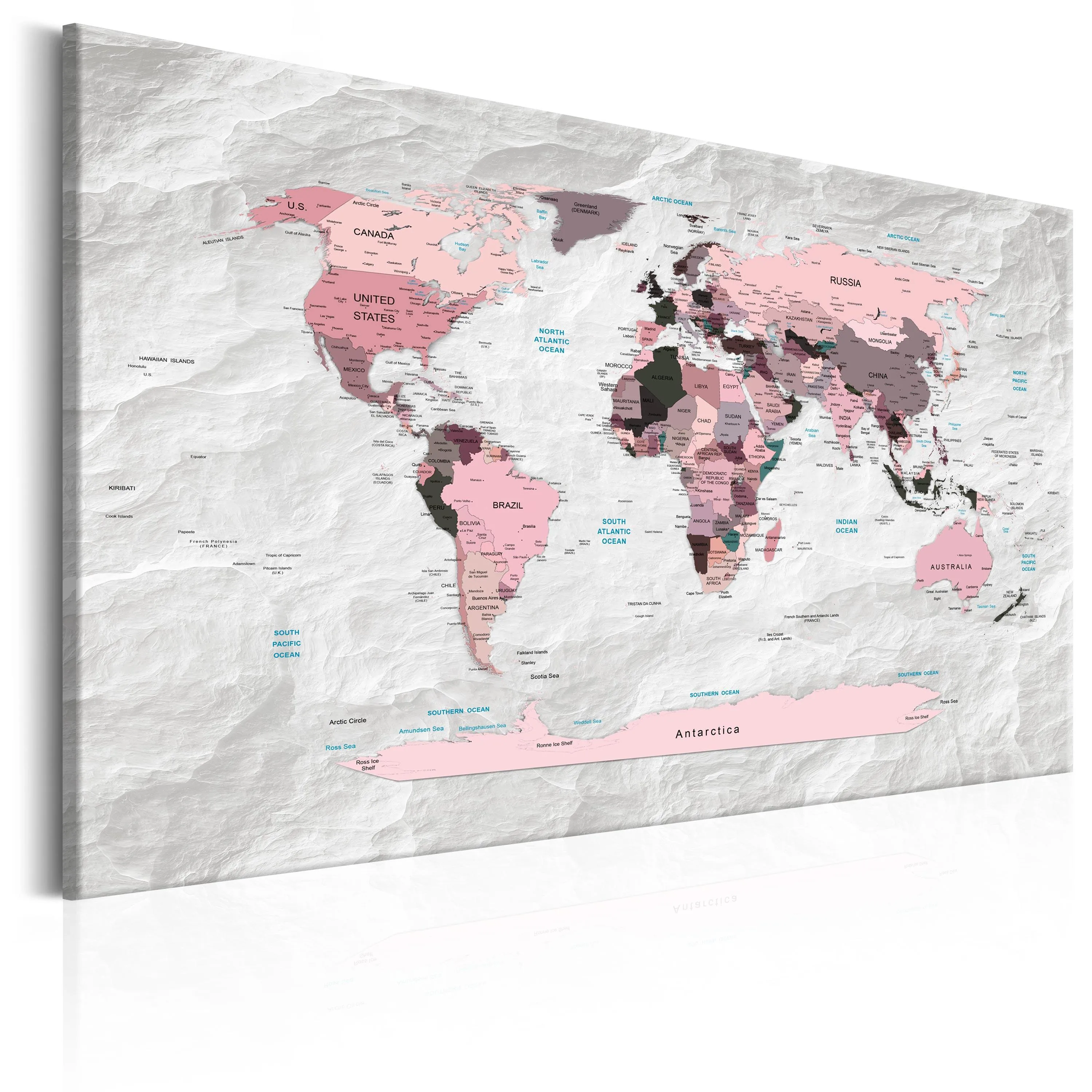 World Map: Pink Continents