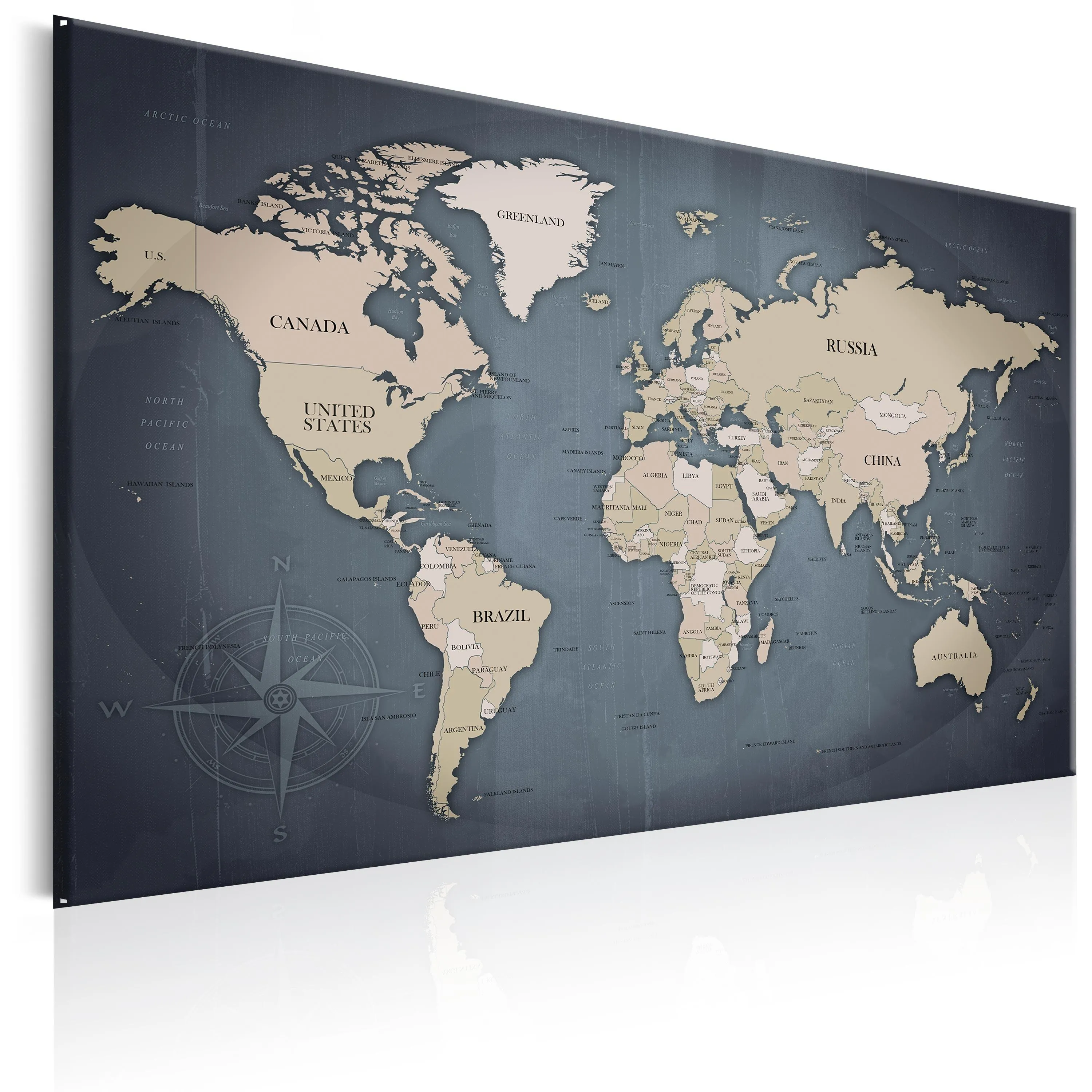 World Map: Shades of Grey 120 x 80 cm