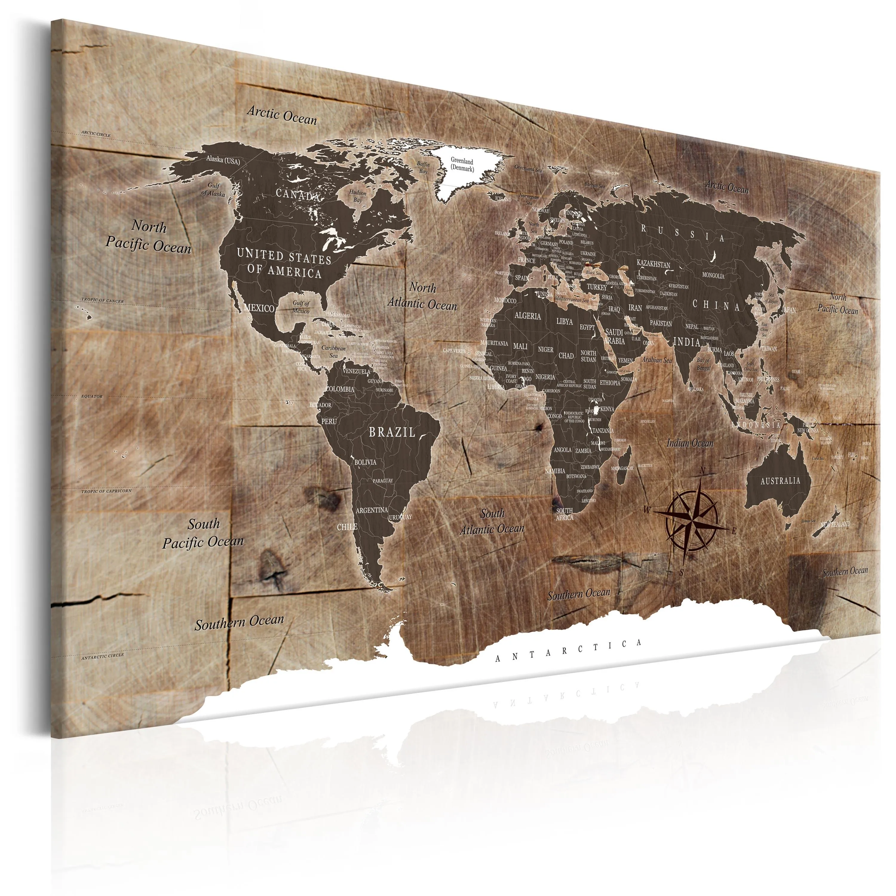 World Map: Wooden Mosaic